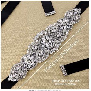 Rhinestone Belt with Black Ribbon